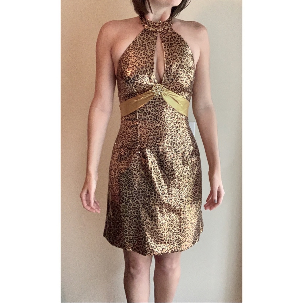 Sequin leopard cocktail dress